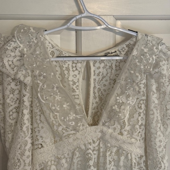 New! For Love & Lemons Santo Eyelash Lace Ruffles Romper White 3399 - Picture 6 of 15